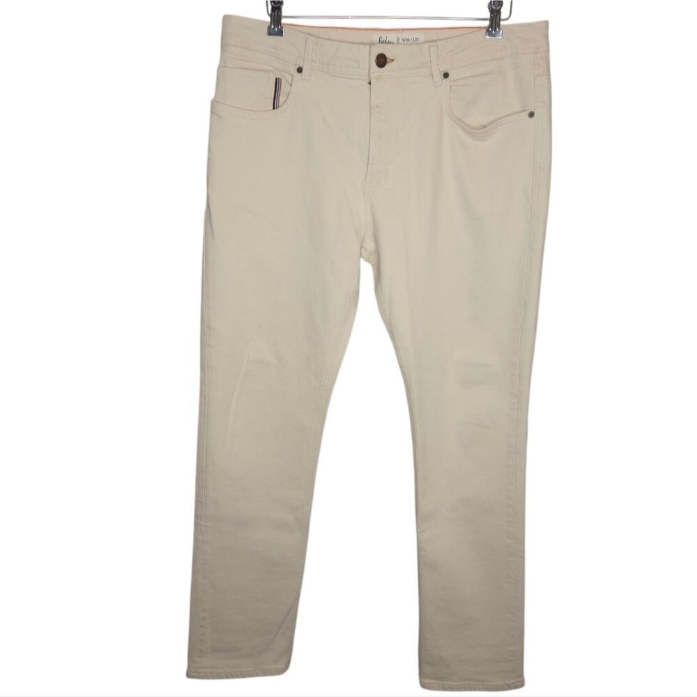 Boden NWOT Men's Off-White Straight Fit Denim Jeans Size 36x32
